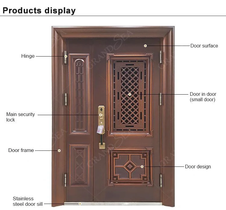 Turkey Modern Luxury Design Smart Lock Entrance Entry Front Armored Security Steel Doors