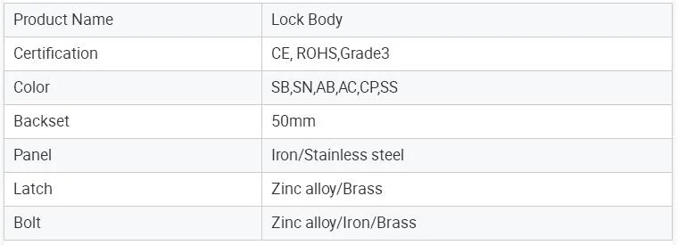 Euro Market High Quality UK 50mm Backset Mortise Door Lock Body Without Latch