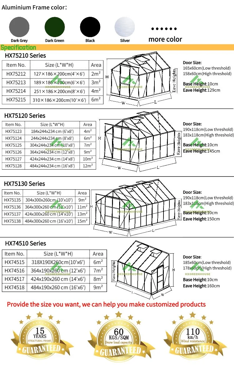 New Product Strong Glass Greenhouses for Agriculture Price Hx75127g