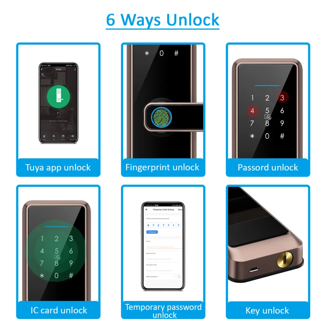 Anti-Thieft Tuya WiFi Biometric Fingerprint Smart Door Lock for Apartments