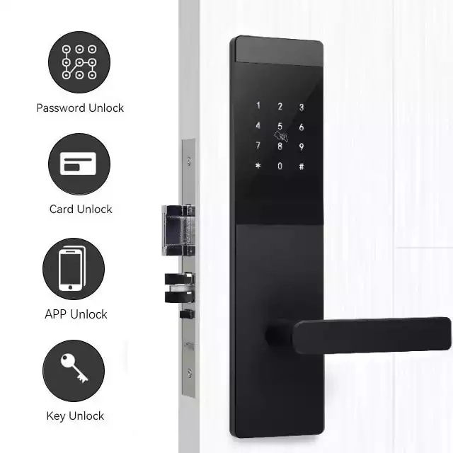 Front Hotel Mobile Control Keyless Biometric Electronic Ttlock Tuya WiFi Digital Fingerprint Smart Door Lock