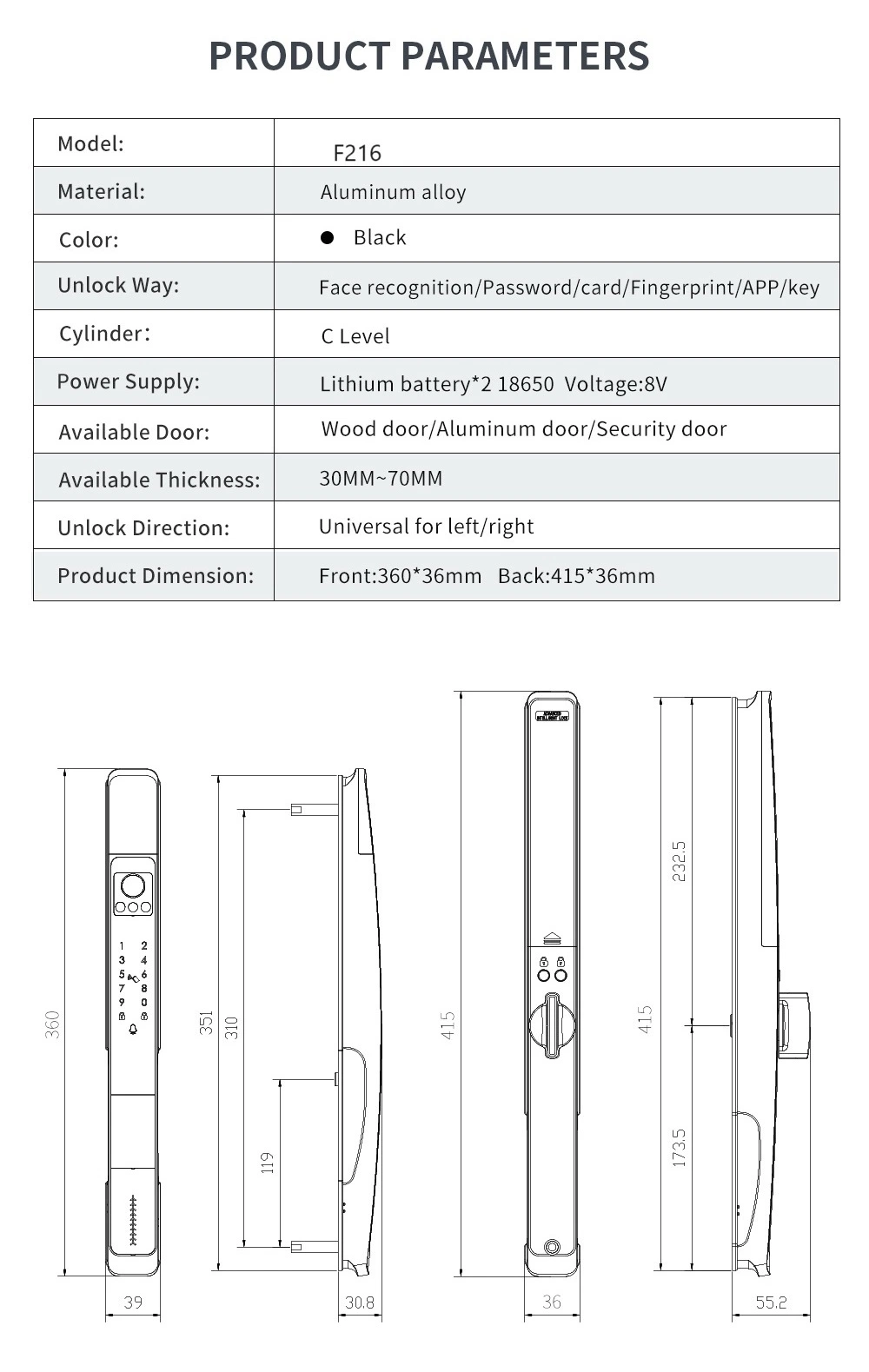 2024 New Product 3D Face Recognition Cat&prime;s Eye Camera Fingerprint Video Calling Remote Visual Intercom Smart Door Lock