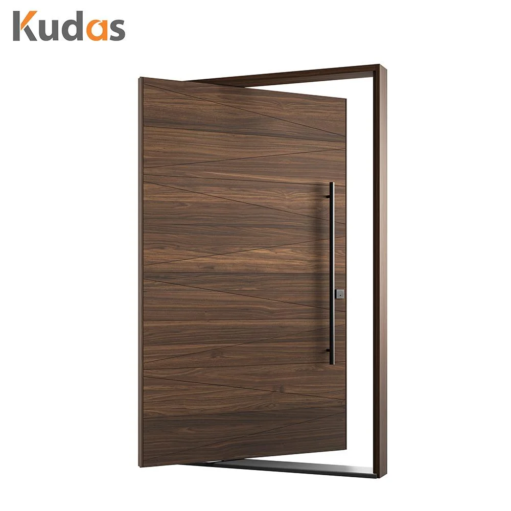 Custom Villa Wood Entrance Front Pivot Main Door with Smart Door Lock