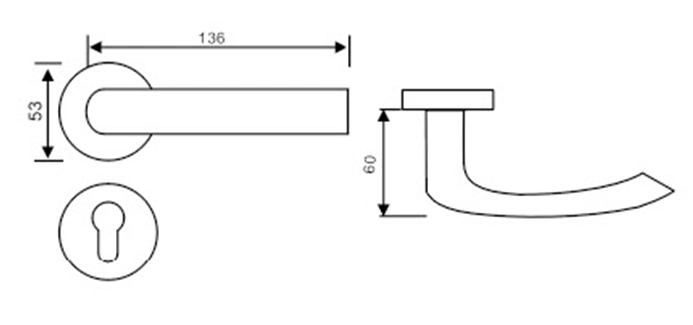 Grade 304 Mithed L Shape Front Tube Lever Door Handle (TH024)