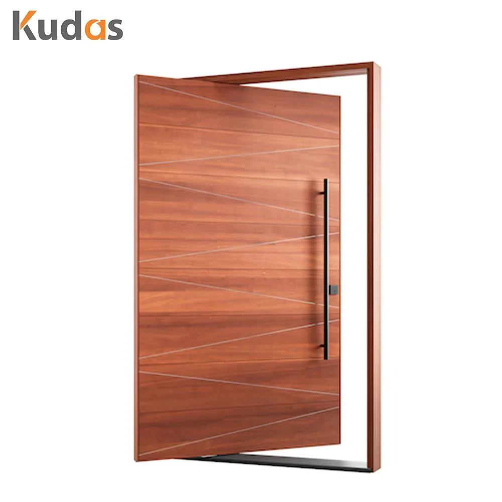 Custom Villa Wood Entrance Front Pivot Main Door with Smart Door Lock