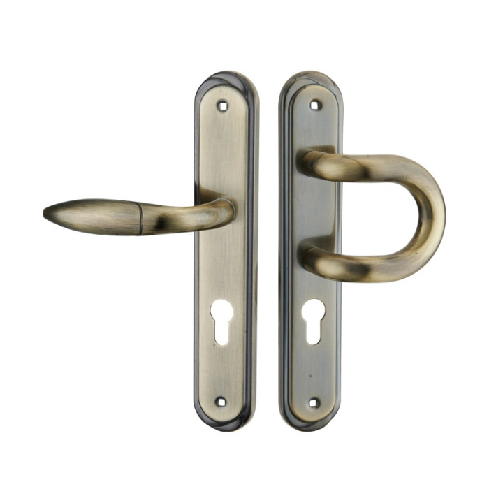 Zinc Alloy Kitchen Interior Double Sided Long Lever Type Wooden Door Lock Set Handle on Plate