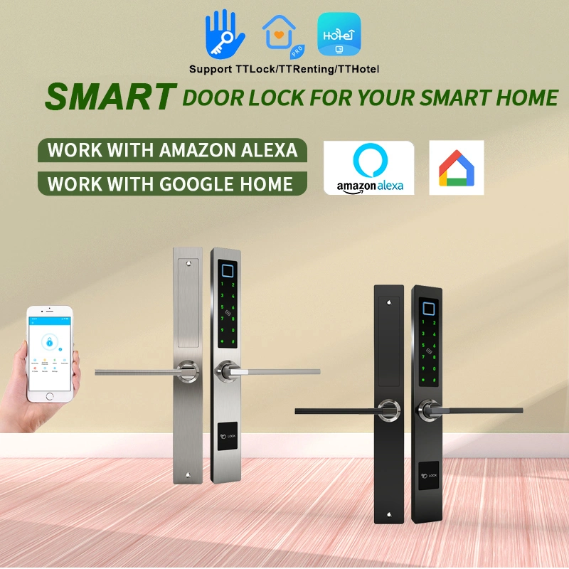 Ttlock APP Smart Lock Fingerprint Aluminum Glass Door Smart Lock Digital Door Lock Electronic Lock with Passcode Card Remote Unlocking for Sliding Doors