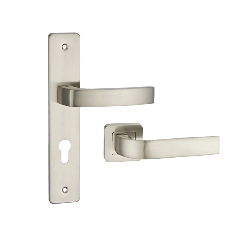 Wooden Door Lock Hardware Aluminum Zinc Alloy Door Pull Lever Handle with Plate