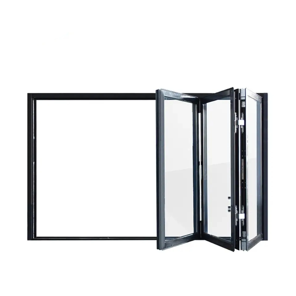 Basic Customization Aluminium Balcony Tempered Glass Sliding and Folding Window Grill Design Pella Accordion Aluminum Bifold Kitchen Window