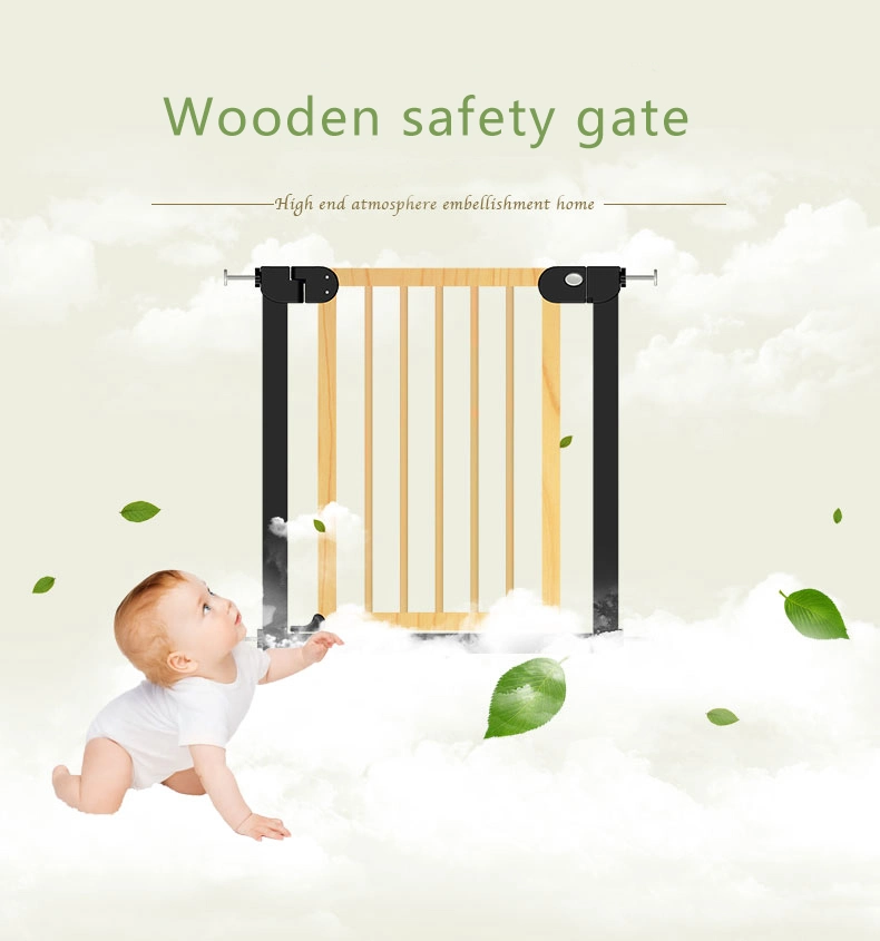 Wood Baby Safety Gate with Magnet System and Double Locking