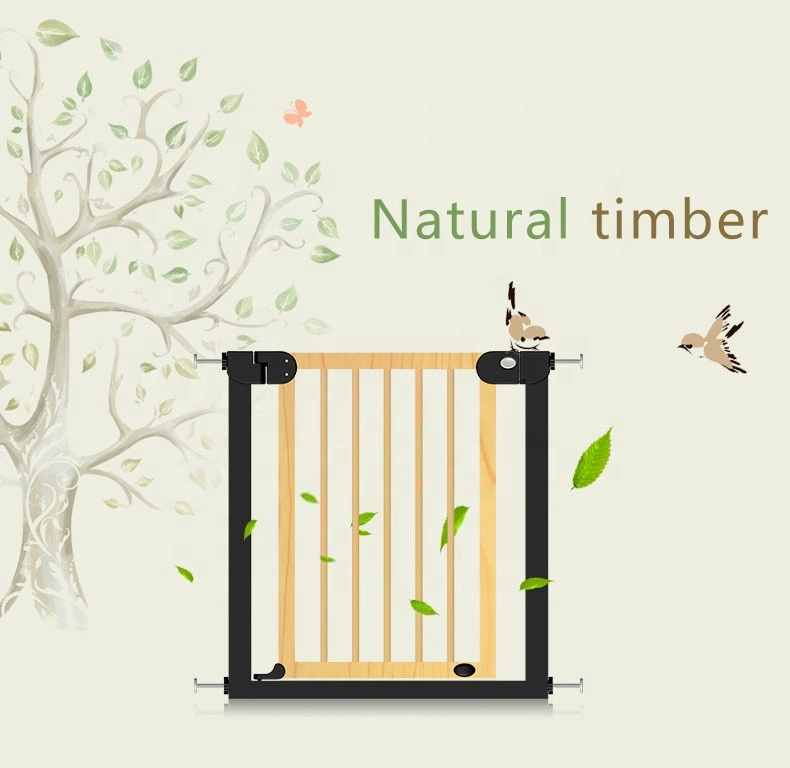 Wood Baby Safety Gate with Magnet System and Double Locking