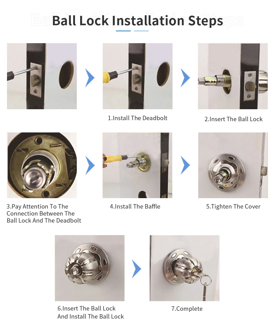 Security Cylindrical Keyed Ball Lock Antique Brass Design Entry Stainless Steel Knob Door Lock