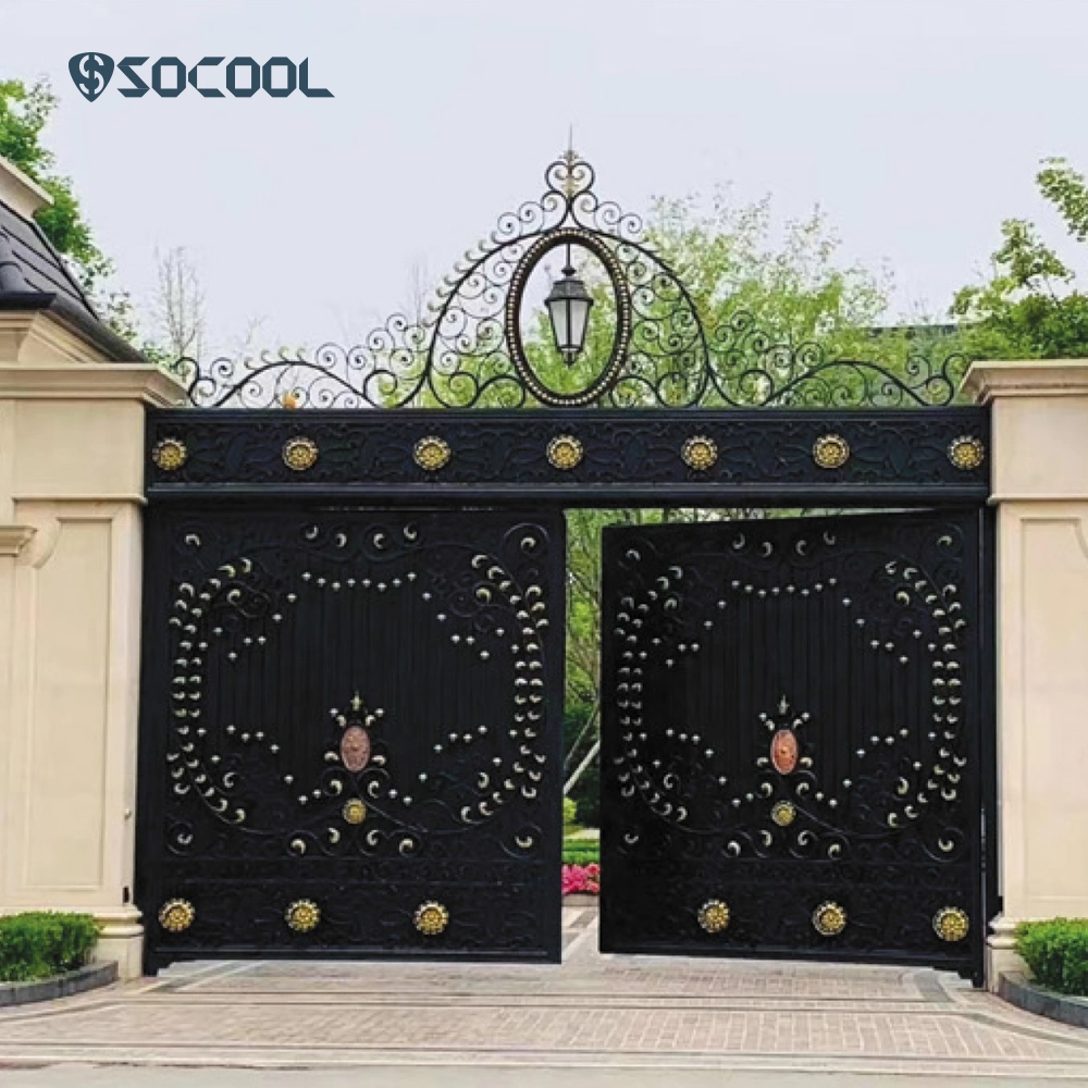 Socool Golden Color Design Double Iron Front Steel Main Wrought Door