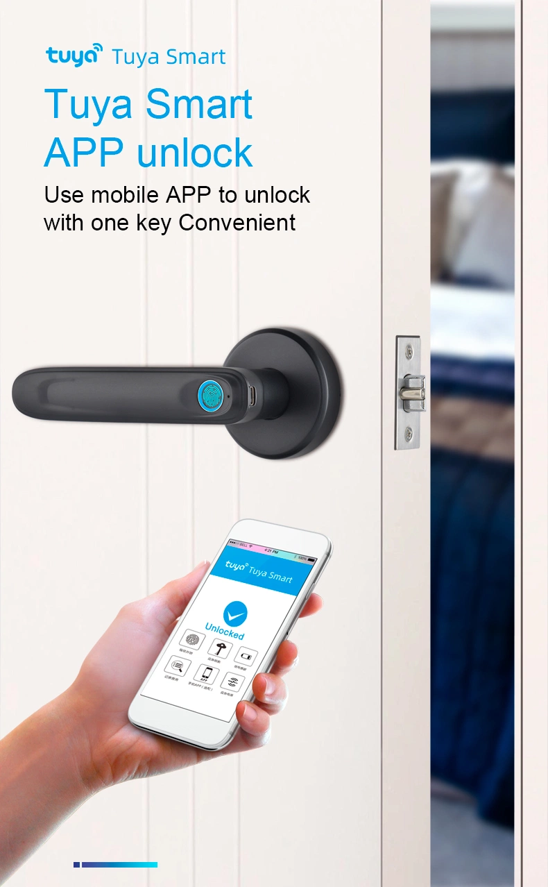 Tuya Smart Electronic Fingerprint Door Handle Lock Lever Door Lock