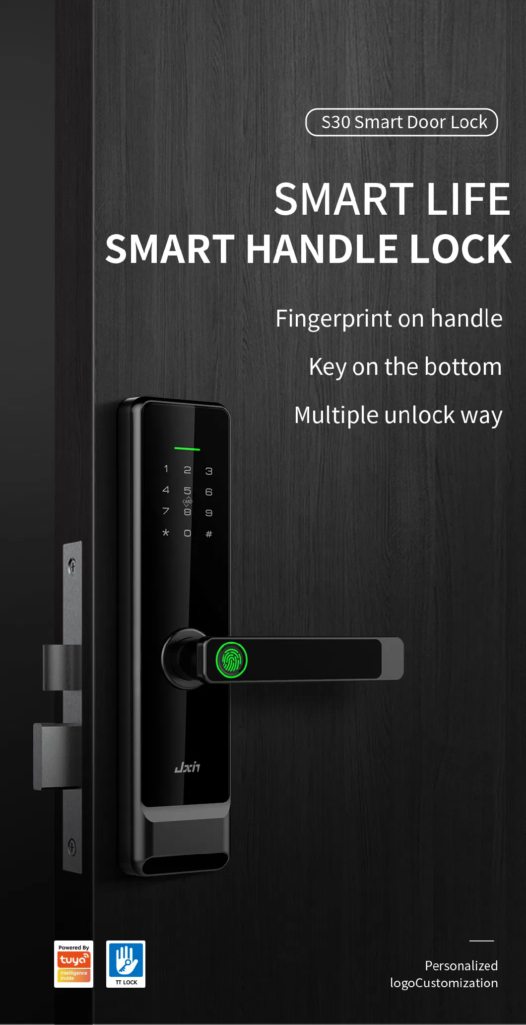 Supports 8 Languages Tt Lock Biometric Fingerprint Smart Lock Keyless Entry Security Electronic Keyboard Bedroom Apartment Office Door Lock