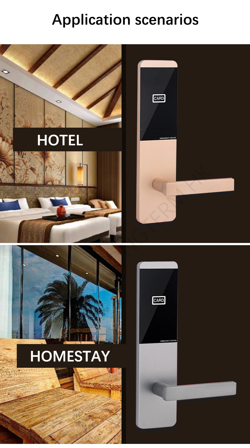 Gold Color Electronic RFID Card Key Wireless Smart Hotel Door Lock