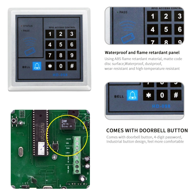 Card&Passwords Entering Security Keypad Access Control System