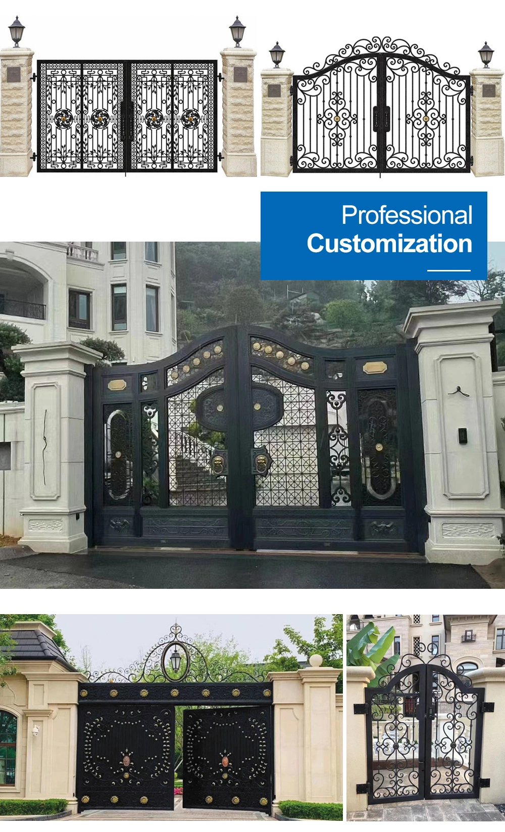 Socool Golden Color Design Double Iron Front Steel Main Wrought Door