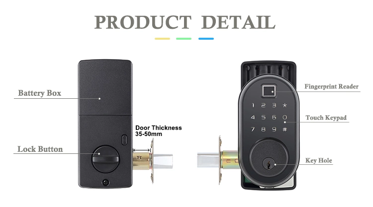 American Standard Waterproof Tuya WiFi Keyless Entry Keypad Wireless Digital Password Fingerprint Smart Lock