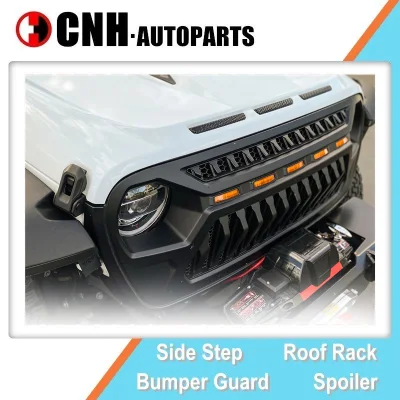 Car Parts Auto Accessory Front Grille for Wrangler Jl 2019 Rubicon Sahara Hood Grille with Daytime Light