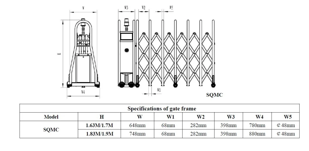 Trackless Electric Collapsible Aluminium Alloy Automatic Retractable Gate