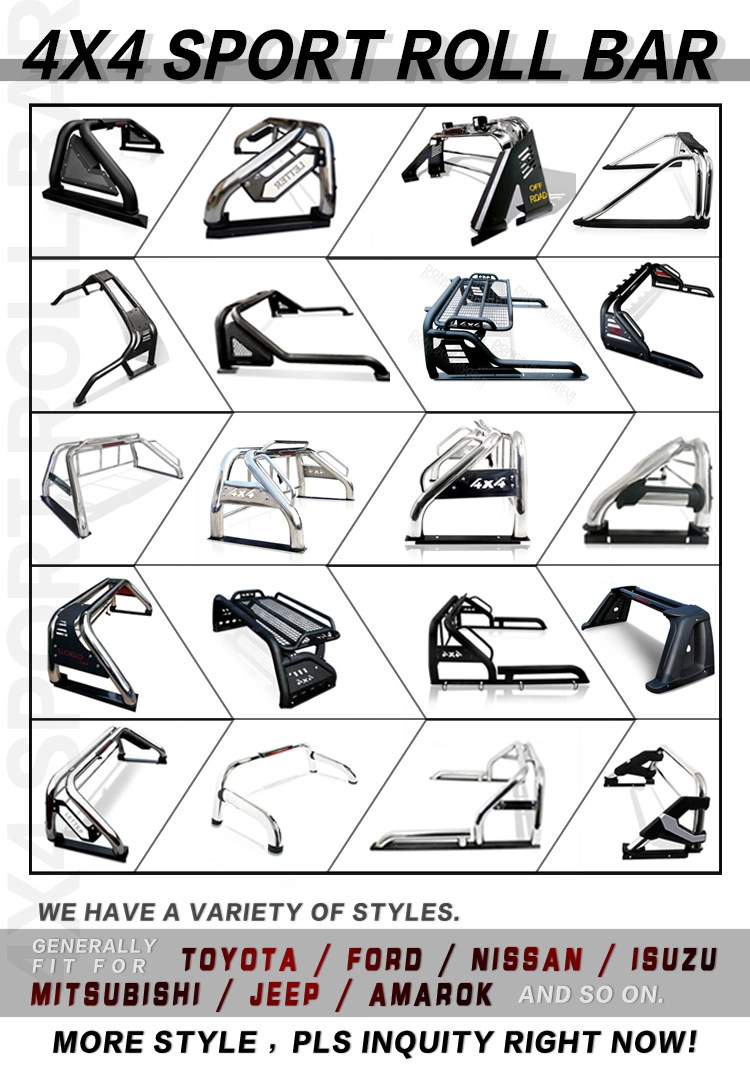 Universal Steel Roll Bars Sport for Triton L200 D-Max Amarok Bt50 Tacoma Steel Car Roll Bar with Roof Rack