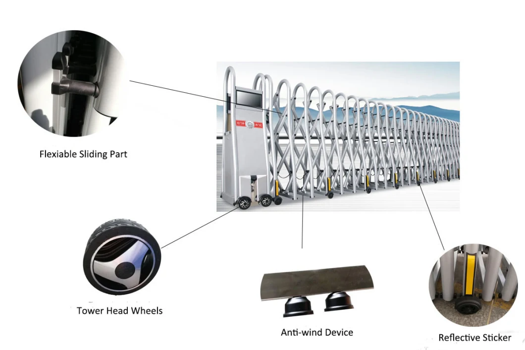 Hongmen Trackless Electric Collapsible Aluminium Alloy Automatic Retractable Gate