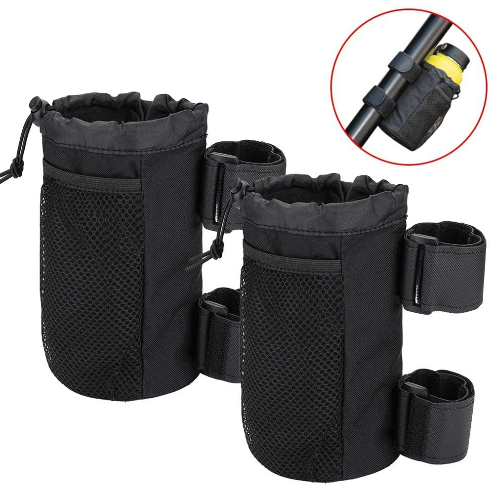 2pack Cup Holder for Bike Scooter Wheelchair Car Walker Golf Cart Universal Drink Holder Accessories Water Bottle Holder with Net Pocket and Cord Lock Wyz21703