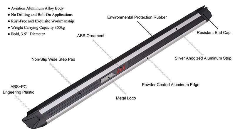 Aluminum Side Step Bar Running Board Used for 2019 Toyota RAV4 2020