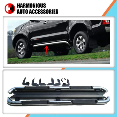 Paso laterales de acero inoxidable para Toyota Hilux Vigo 2009, 2012 Barras de Nerf