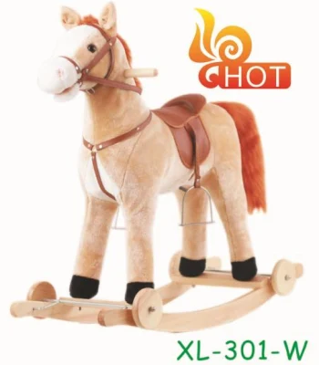 OEM ODM Whosale niños niños bebé Paseo de madera Plush Rocking Juguetes de caballos
