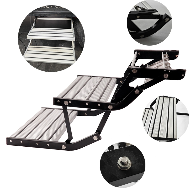 Maygood Aluminum Manual Caravan Camper Trailer Steps Folding Ladder Step for Side Door of RV Truck