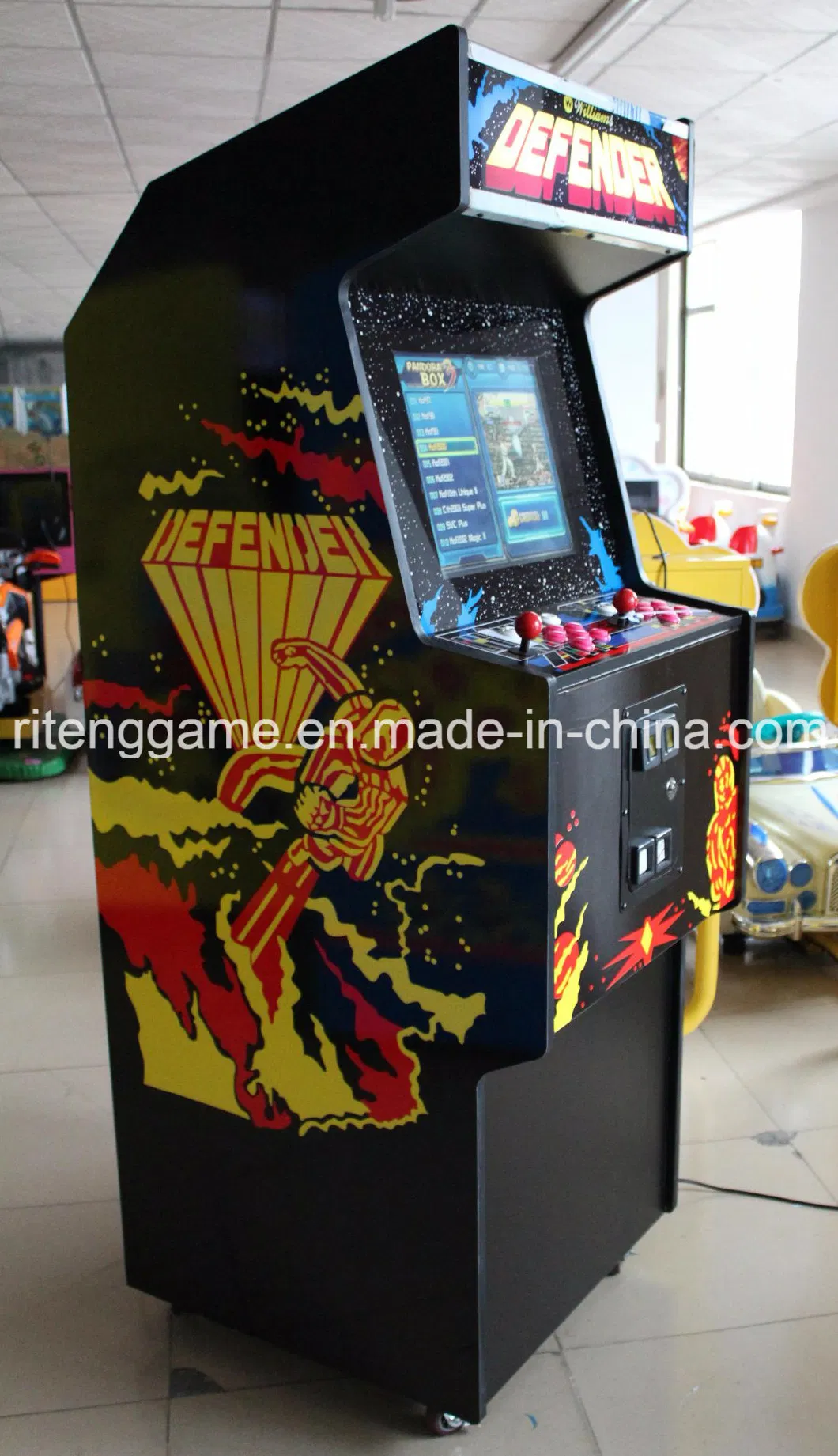 19 Inch LCD 2 Player 520in 1 Coin Operated Upright Arcade Games Machine Arcade Cabinet DIY Button Multi Game Defender Arcade Game Machines with Pandora Box