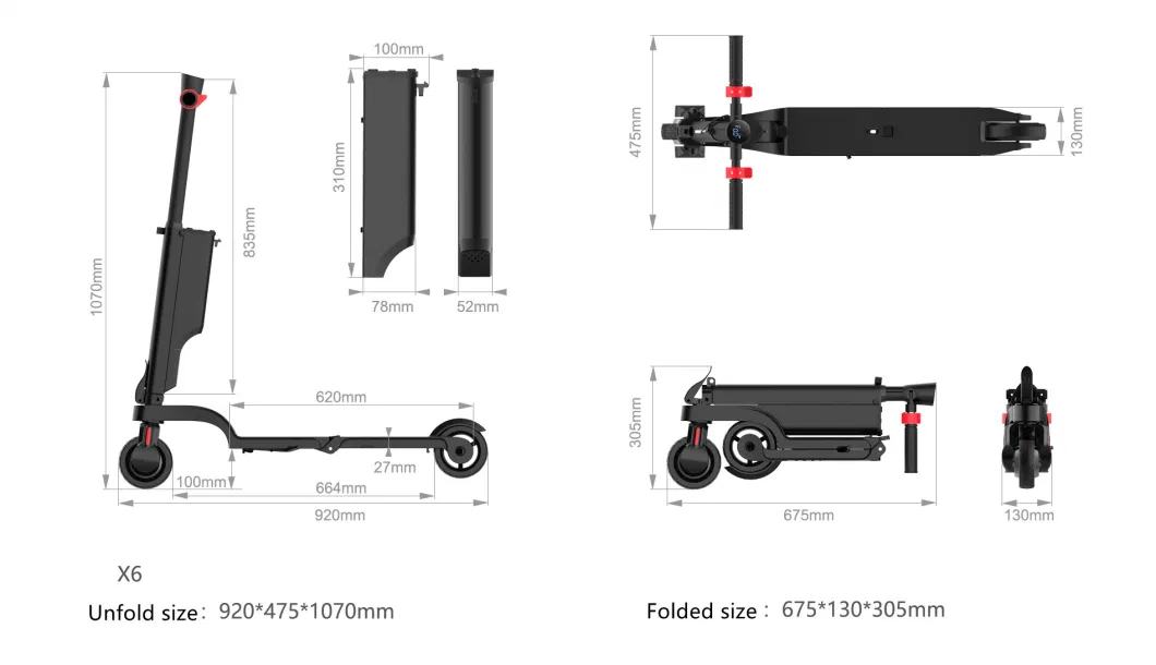 Hx X6 Electric Scooter Battery Removable Folding Electric Scooter for Adult Backpack E Scooter