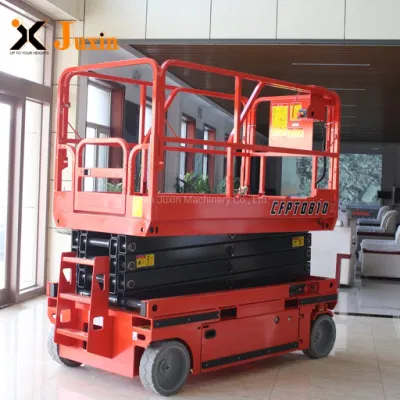 Juxin 8 m 10m 12m batteria idraulica auto-propulsione elettrica Piattaforma di lavoro aerea a forbice per la pulizia