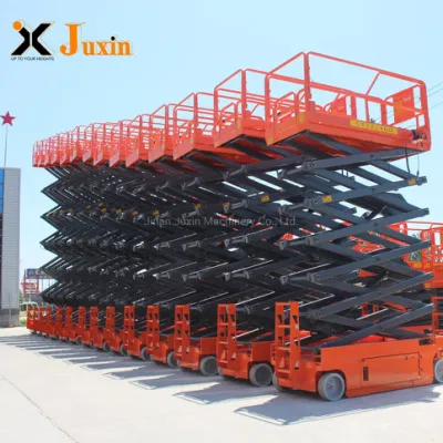 Juxin 8 m 10m 12m batteria idraulica auto-propulsione elettrica Piattaforma di lavoro aerea a forbice per la pulizia