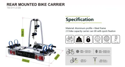 TUV certificato European Hot New Model Towbar montato su portabiciclette Per 2 e-bike
