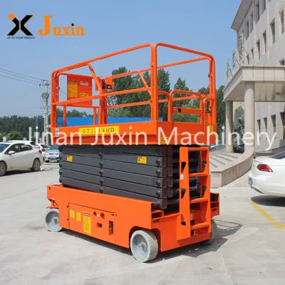 Juxin 8 m 10m 12m batteria idraulica auto-propulsione elettrica Piattaforma di lavoro aerea a forbice per la pulizia