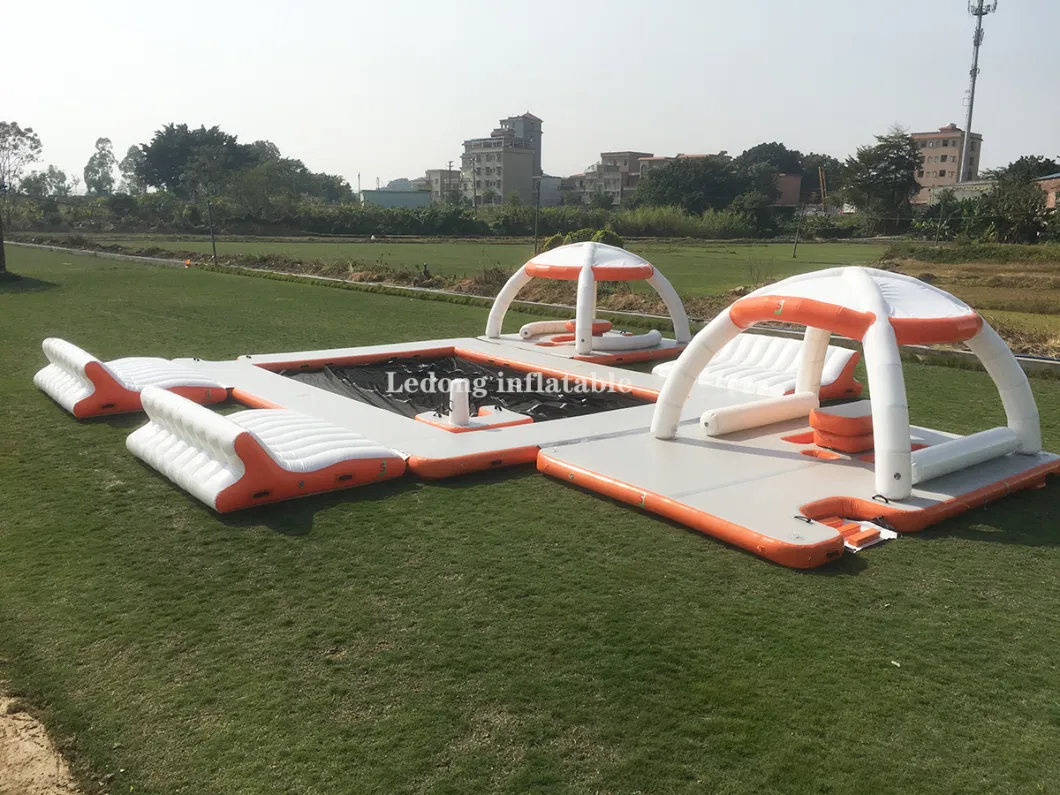 Guangzhou Raft Dock Air Mat Jet Ski Platform Floating Inflatable Dock with Roof Tent Water Floating Island