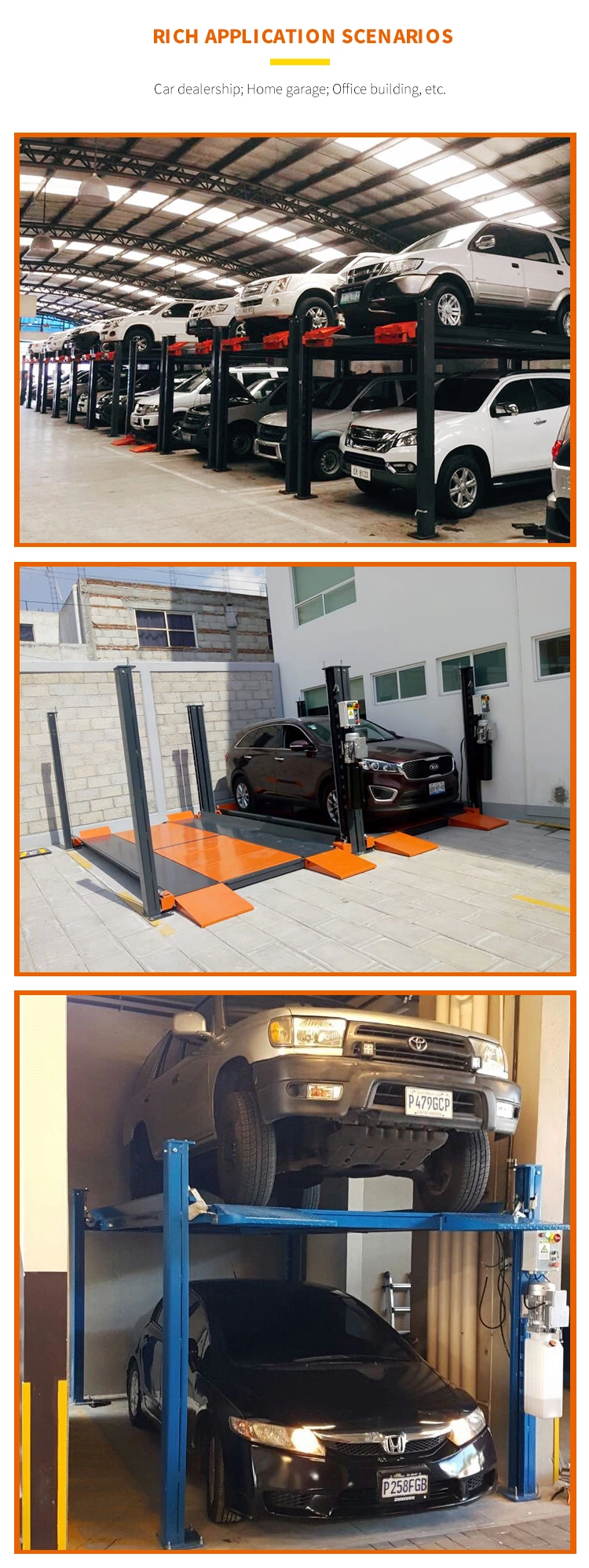 Mechanical Customized Outdoor 4 Posts Car Storage Vertical Lifting Platform