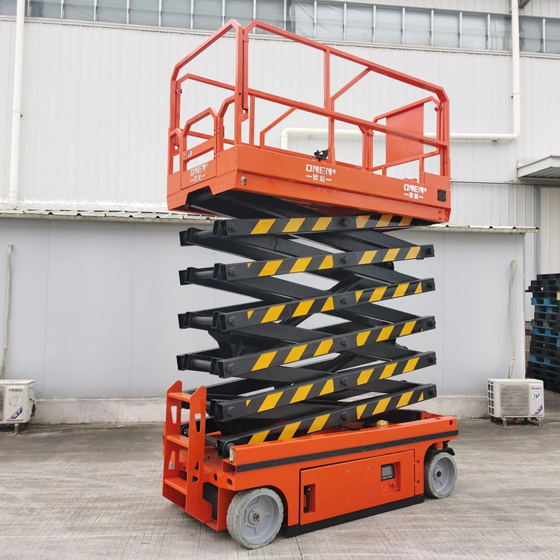 Onen Factory Produce 6m 8m 10m 12m High Lifting Aerial Work Platform Electric Self Propelled Scissor Lift with CE RoHS Certificate for Construction Warehouse