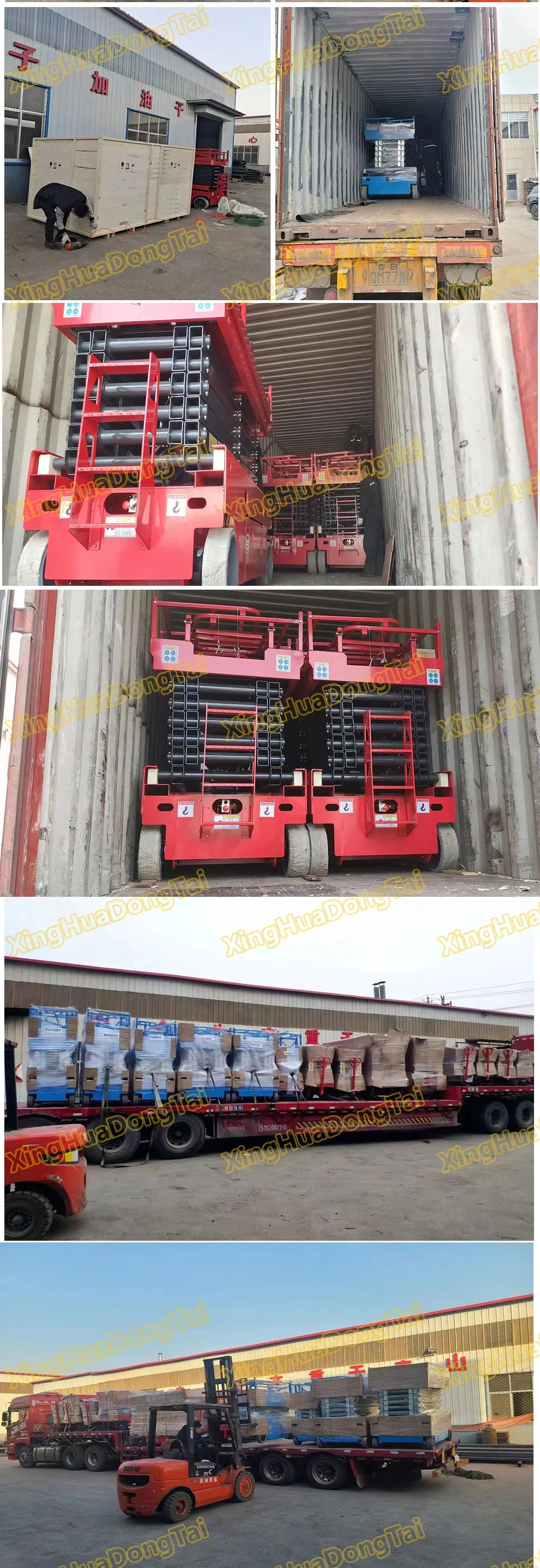 Mobile Lifting Platform with Automatic Leveling Support Legs Electric Track Crawler Scissor Man Lift