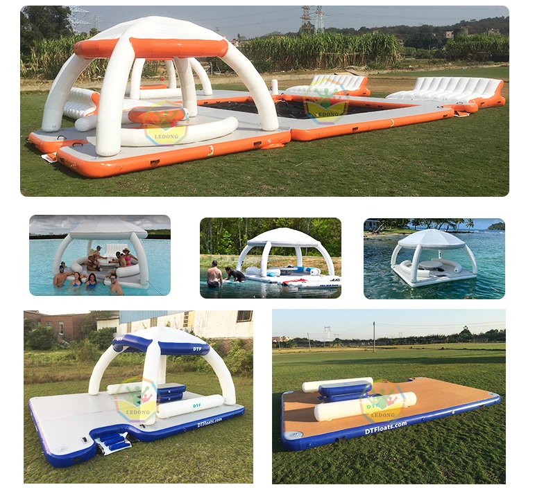 Guangzhou Raft Dock Air Mat Jet Ski Platform Floating Inflatable Dock with Roof Tent Water Floating Island