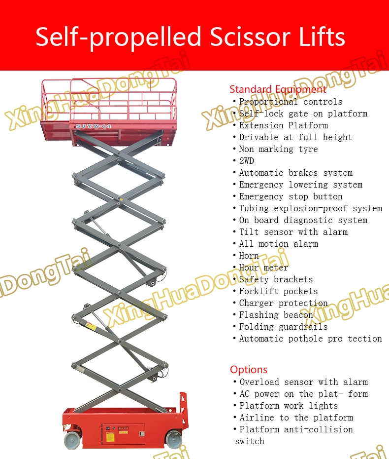 10m 12m Moving Hydraulic Self-Propelled Car Scissor Lift Platform