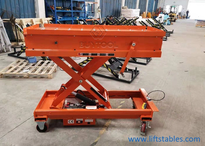 Light Duty Manual Mobile Scissor Lift Table 1500mm Electric Ball Platform Transfer