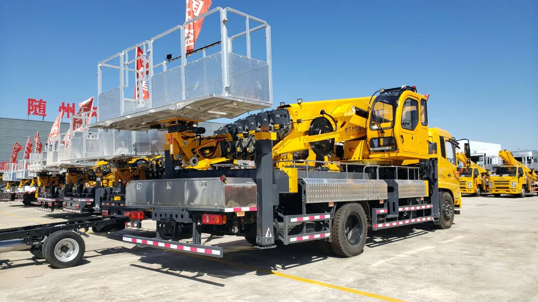 High Cost Performance New 38m 45m 55m HOWO 4X2 Hydraulic Telescopic Boom Aerial Platform Truck for Sale Insulated Folding Arm Platform