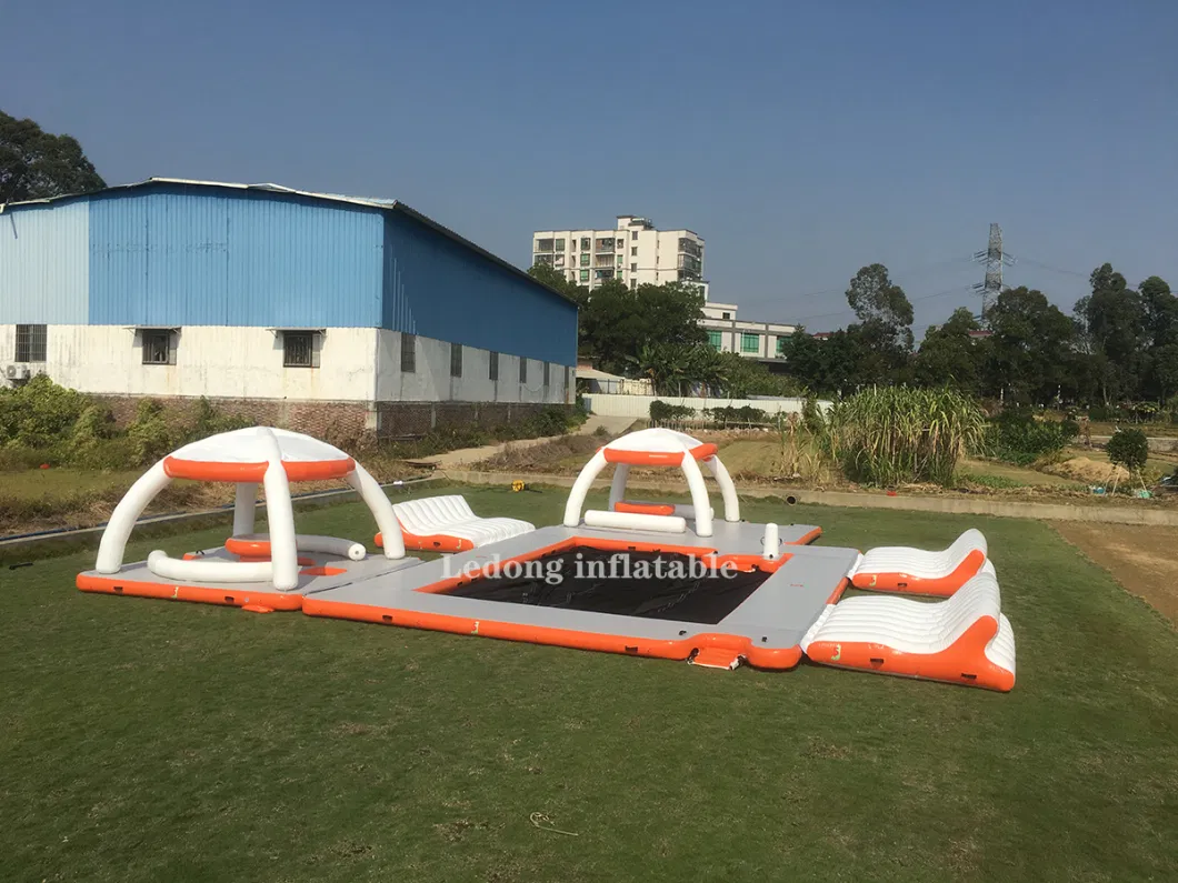 Guangzhou Raft Dock Air Mat Jet Ski Platform Floating Inflatable Dock with Roof Tent Water Floating Island