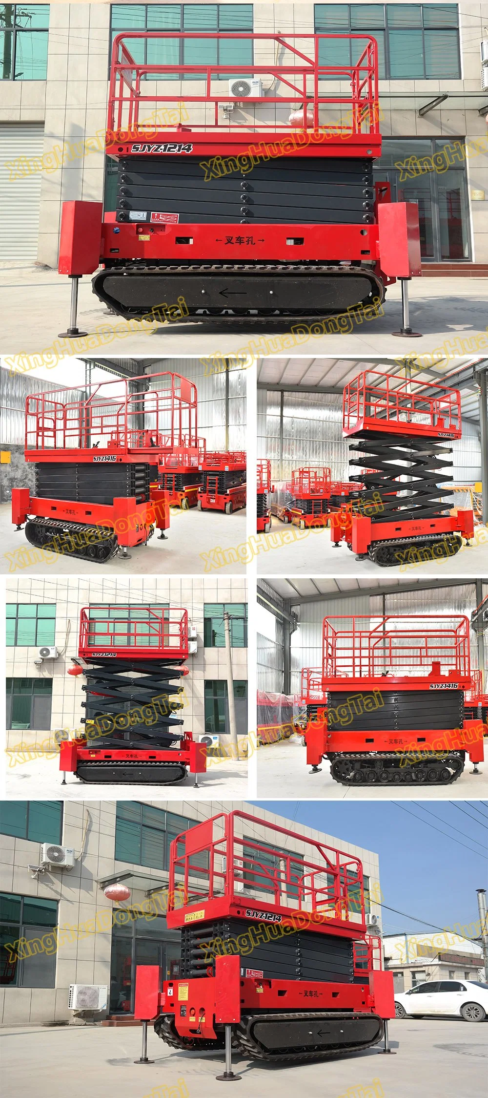 Mobile Lifting Platform with Automatic Leveling Support Legs Electric Track Crawler Scissor Man Lift