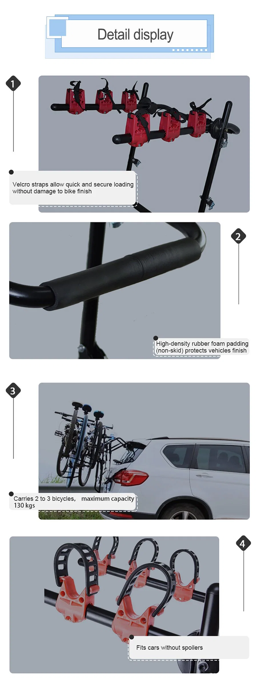 Foldable Platform Style Hitch Bicycle Rack Metal Hitch Mounted Bike Car Rack