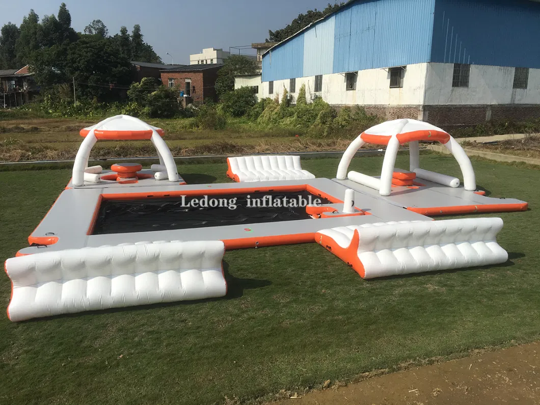 Guangzhou Raft Dock Air Mat Jet Ski Platform Floating Inflatable Dock with Roof Tent Water Floating Island